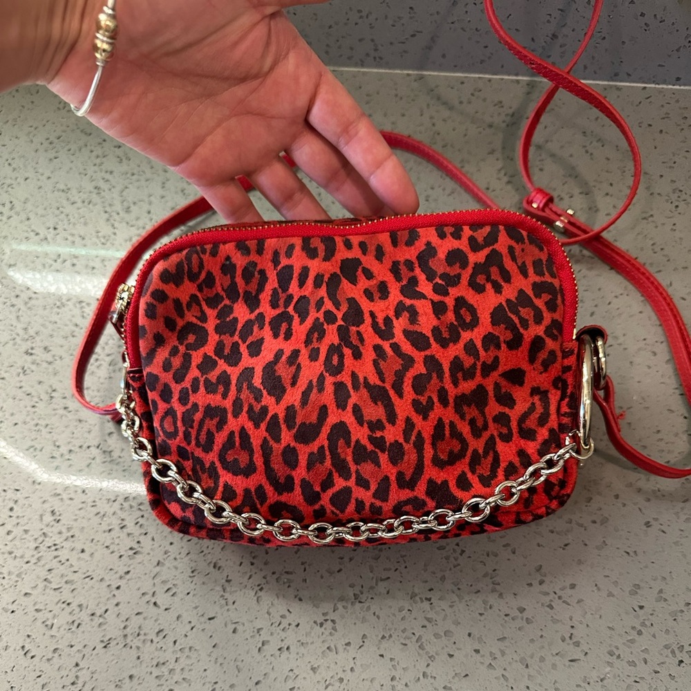 & Other Stories Red Leopard Print Crossbody Bag